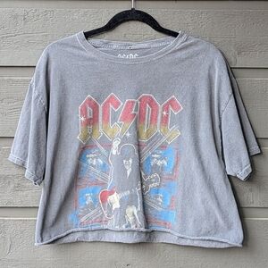 Goodie Two Sleeves AC/DC Short Sleeve Crop Tee Size M/L